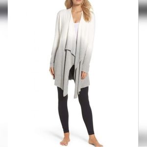 Barefoot Dreams Chic Lite Knit Ombré Dip Dye Cardigan Cream Grey Size Small